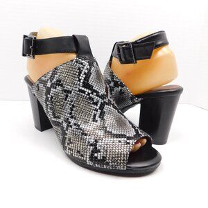 Vionic Kaia Halo Ankle Snake Print Leather Sandals Heels Shoes (11225)